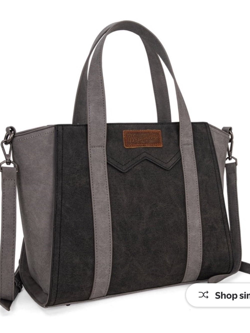 Wrangler Vintage Inspired Leather Charcoal and Gray Two-Tone Shoulder Bag